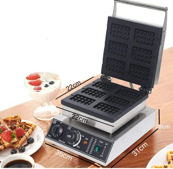 1700W 6-Slot Rectangular Biscuit Waffle Maker Machine - Image 2