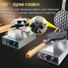 1415W 180-Degree Bubble Round Rotating Electric Waffle Maker Machine With Wooden Handle - Image 2