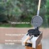 Round Gas Waffle Machine With Wooden Handle - Image 4