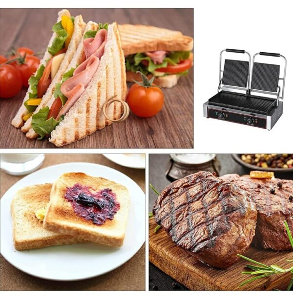 3600W Electric 813 Commercial Double Sandwich Griller - Image 9