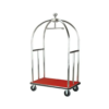Bell Shaped Luggage Cart Trolley with 6 Inch Gripped Wheels and Red Carpet (Colour: Silver)