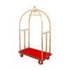 Bell Shaped Luggage Cart Trolley with 6 Inch Gripped Wheels and Red Carpet (Colour: Gold)