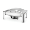 Heavy Duty 10L Rectangular Food Grade Stainless Steel Matt Finish Chafing Dish with Roll Top Lid and Hydraulic Hinges for Soft Closing and Gel Based Burner Container for Heating Purposes (Container Capacity 10 Litres Approx)