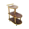 Premium Wood + Golden Pipe 2.5 Layer Bar Service Trolley