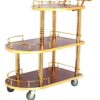 Premium Wood + Golden Pipe 2.5 Layer BAR SERVICE Trolley