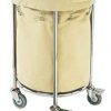 SS Laundry Trolley ROUND Shaped BIG Size (22 Inches Diameter) Clothes Sorter with Wheels and Removable Canvas Bag