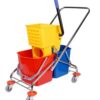 Virgin Plastic Material Based Stainless Steel 34L Double Bucket Mop Wringer Trolley - Image 9