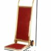 L Shaped Gold Plated Foldable Luggage Cart Trolley with 6 Inch Heavy Gripped Wheels and Red Carpet - Image 2