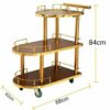 Premium Wood + Golden Pipe 2.5 Layer Bar Service Trolley - Image 3