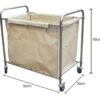 Stainless Steel Rectangle Shaped Laundry Trolley Clothes Sorter with Wheels and Removable Canvas Bag - Image 2