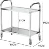 Stainless Steel Rectangle 2 Layer Service Trolley - Image 2