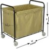 Stainless Steel Rectangle Shaped Laundry Trolley Clothes Sorter with Wheels and Removable Canvas Bag - Image 2