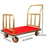 Golden Rectangle Shaped Luggage Cart Trolley with 6 Inch Heavy Gripped Wheels and Red Carpet - Image 2