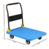 ABS Fibre Rectangle Foldable Blue Cart Trolley with SS Rod Support (Size: Small) - Image 2