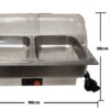 Electric SS Chafing Dish Containing 2 Units of 1/2 GN Pans Chafing Dish Bain Marie Chocolate Melter With Transparent See Through Poly Carbonate (PC) Roll Top Lid (GN Pan Depth: 65mm and GN Pan Capacity: 3.5L Each Pan Approx) - Image 3