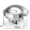 6L 40cm Wide Round Food Grade Stainless Steel Matt Finish Chafing Dish with Roll Top Lid and Hydraulic Hinges for Soft Closing and Gel Based Burner Container for Heating Purposes (Container Capacity 6L Approx) - Image 2