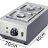 SS 2 Compartment Electric Chocolate 1/6 GN Pans Cheese Melter with SS Lid (Each GN Pan Size: 176x162x150mm, Each Pan Capacity: 2.25L Approx) - Image 6