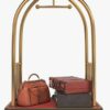 Bell Shaped Luggage Cart Trolley with 6 Inch Gripped Wheels and Red Carpet (Colour: Gold) - Image 3