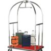 Bell Shaped Luggage Cart Trolley with 6 Inch Gripped Wheels and Red Carpet (Colour: Silver) - Image 4