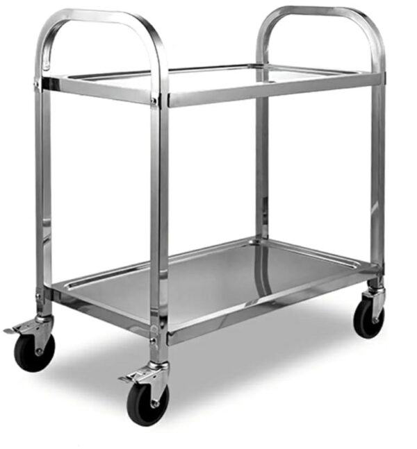 Stainless Steel Rectangle 2 Layer Service Trolley - Image 4