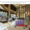 Bell Shaped Luggage Cart Trolley with 6 Inch Gripped Wheels and Red Carpet (Colour: Silver) - Image 5