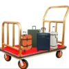 Golden Rectangle Shaped Luggage Cart Trolley with 6 Inch Heavy Gripped Wheels and Red Carpet - Image 4