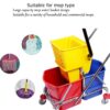 Virgin Plastic Material Based Stainless Steel 34L Double Bucket Mop Wringer Trolley - Image 4