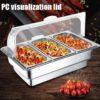 Electric SS Chafing Dish Containing 3 Units of 1/3 GN Pans Chafing Dish Bain Marie Chocolate Melter With Transparent See Through Poly Carbonate (PC) Roll Top Lid (GN Pan Depth:65mm and GN Pan Capacity:2.25L Each Pan Approx) - Image 4