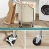 Stainless Steel Round Shaped Laundry Trolley Clothes Sorter With Wheels And Removable Canvas Bag - Image 6