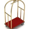 Bell Shaped Luggage Cart Trolley with 6 Inch Gripped Wheels and Red Carpet (Colour: Gold) - Image 5