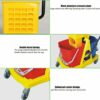 Virgin Plastic Material Based Stainless Steel 34L Double Bucket Mop Wringer Trolley - Image 5
