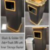 Black and Golden SS Ash+ Trash Bin with Inner Storage Bucket - Image 5