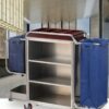 Stainless Steel Housekeeping Trolley Full Size With Two Sided Bags (1 Full Bag + 1 Half Bag)