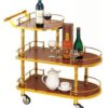 Premium Wood + Golden Pipe 2.5 Layer Bar Service Trolley - Image 7