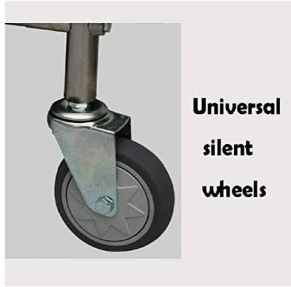 Stainless Steel Square Shaped Laundry Trolley Clothes Sorter with Wheels and Removable Canvas Bag - Image 6