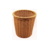 Cylindrical 14cm Wide Polyrattan Basket for Pen Pencil Stationary Holder, French Bread Basket for Organised Storage with Metal Wire - Walnut Brown Colour (Size: 14x14x16cm)(Code: 1018B)