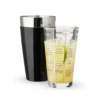 Set of 1 450ml PC Boston Shaker Cocktail, Martini Shaker with Measurements + 1 SS Vinyl Coated Tumbler (Box Contains 2 Pcs, Colour Black)