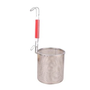 18cm Wide Stainless Steel Noodles Pasta Vegetables Strainer Large Mesh Food Strainer for Food Cooking Oil Filtering Skimming with Firm Gripped Wooden Handle
