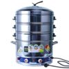 Electric 4 Tier Stainless Steel Corn Rice Vegetables Dimsum Momos Steamer with Lid (Size 40cm Wide)