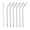 Pack of 6 Stainless Steel Curved Straws + 1 Brush Cleaner in Packet Packing (Pack Contains 7 Pcs)