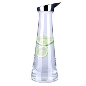 1L Transparent Decanter Bottle/Jug Carafe Dispenser with Silver Chrome Plated Lid - Non Breakable, Scratch Free, Transparent PC Based (Size: 26.5x10.5x26.5cm)