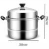 30cm Wide Induction Compatible Based 2 Tier Manual Rice Corn Momo Steamer (Size: 30cm Wide) - Image 2