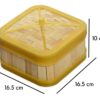 Heavy Duty Premium SQUARE SHAPED Bamboo Wooden Dimsum Basket with Yellow Border & Lid for Steaming Momos, Dumplings, BaoBuns, Mandus (Size: 16.5cm)