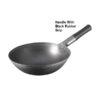 40cm Wide Iron Kadhai Chinese Wok with Black Rubber Firm Gripped MS Iron Handle (Size: 40cm) - Image 3