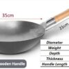13 Inches Wide Light Weighted but Heavy Duty Wooden Handle MS Iron Kadhai Chinese Wok (Size : 35cm) - Image 3