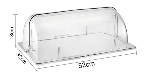 PC Transparent Rectangular Roll Top Lid with Either Side 90 Degrees Opening & Fit Area (Size: Size: 52×32×18cm) - Image 2