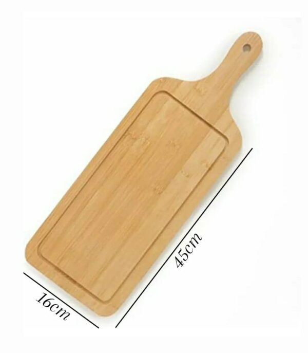 Wooden Rectangle Pizza Bat Multipurpose Food Serving Platter Bat Mezze Platter Board (Size: Big) - Image 2