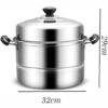 32cm Wide Induction Compatible SS Based 2 Tier Manual Rice Corn Momo Steamer (Size: 32cm Wide) - Image 2
