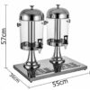 8L+8L Double Tank Heavy Duty Stainless Steel Juice Mocktail Cocktail Beer Beverage Dispenser with Poly Carbonate Transparent See Through Container and SS Ice Stick - Image 2