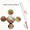 15.5 Inches Wooden Thick Handle Barbeque Grill Paneer Tikka, Kebab, Seekh Barbeque Skewers Non Bending Reusable (Grilling Length: 12 Inches and Wooden Handle Length: 3.5 Inches) - Set of 10 Pieces/Packet - Image 2
